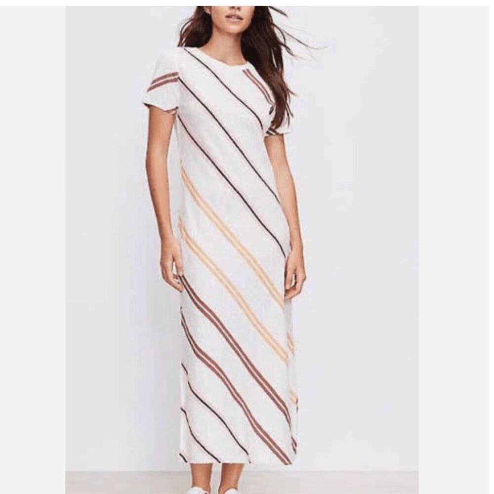 LOU & GREY Loft Striped Maxi Dress Comfy 100% Cotton Resort Sunday Relax Tee XS
